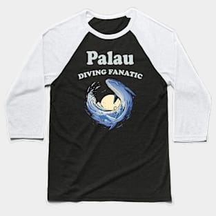 Palau Diving Fanatic Sunset Whale Baseball T-Shirt